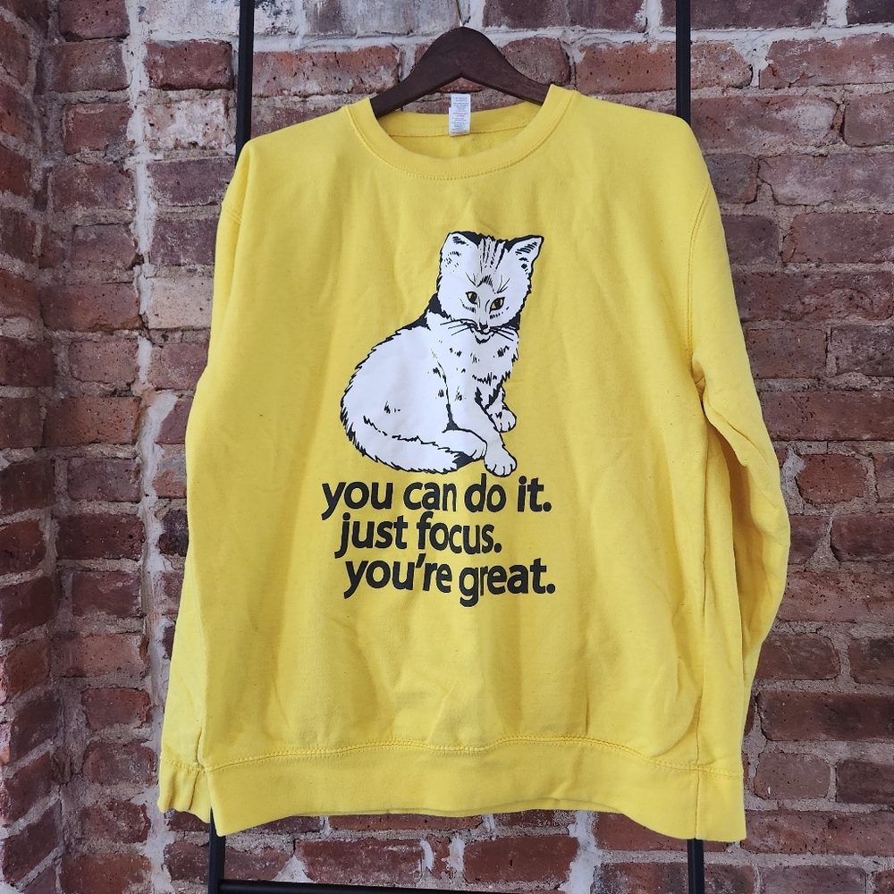 Yellow Motivating Cat Sweatshirt